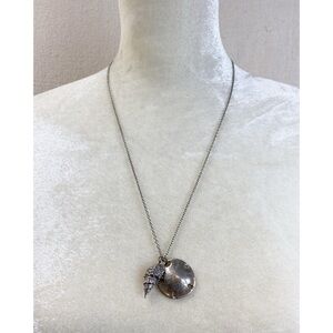 American Eagle Long Silver Tone Necklace with She’ll and Sand dollar pendants
